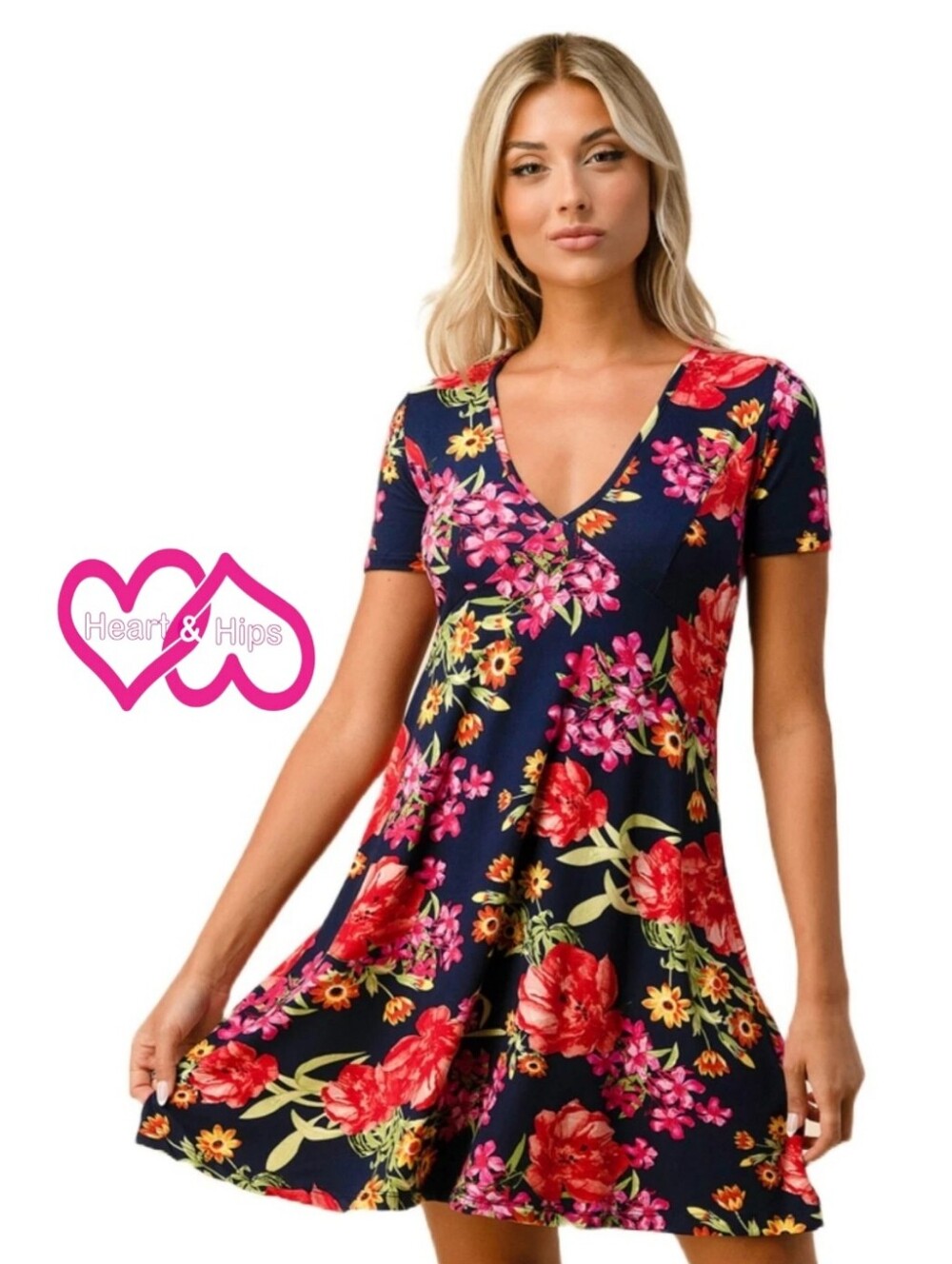NWOT Heart & Hips Black Floral Tee Midi